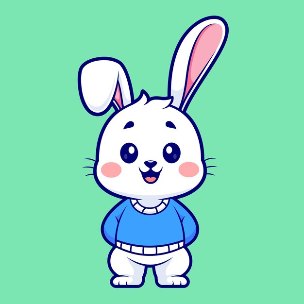 Icono vectorial de dibujos animados de conejo lindo en pie Ilustración Icono de naturaleza animal Icono plano aislado Vector