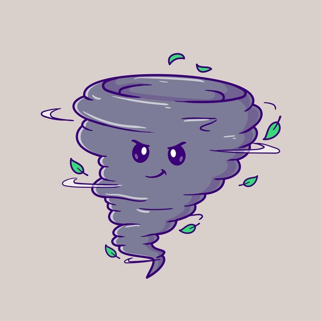 El icono vectorial de dibujos animados de Cute Wind Twister Ilustración del objeto de la naturaleza Icono de vector plano aislado