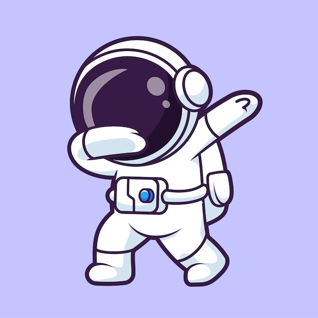 Icono vectorial de dibujos animados de Dabbing Cute Astronaut Ilustración Icono de tecnología de ciencia aislado plano