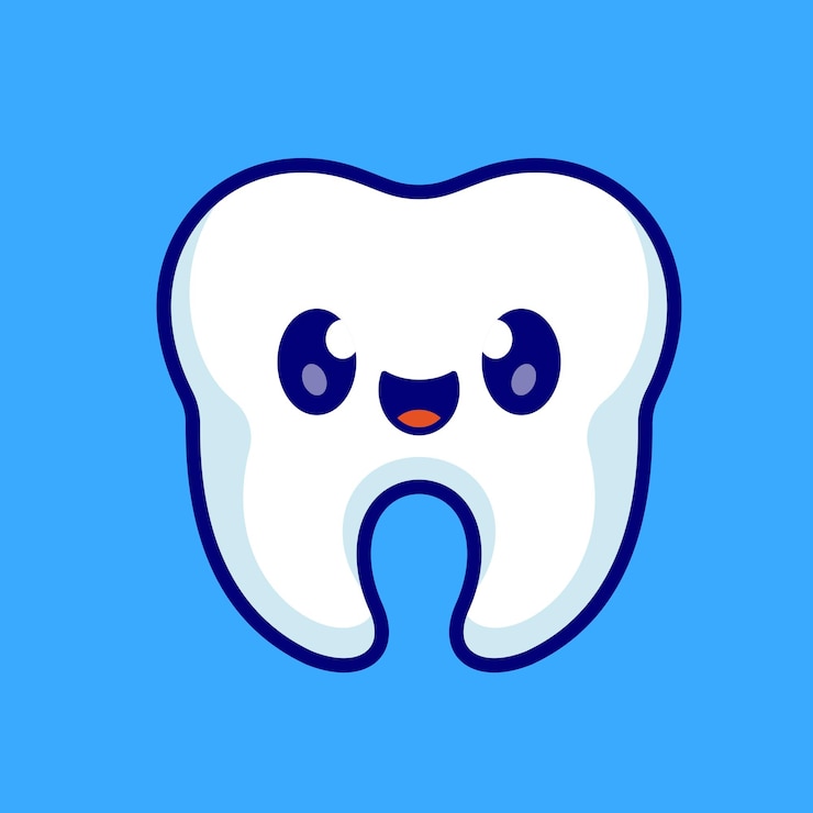 Vector gratuito icono vectorial de dibujos animados con dientes simpáticos y sonrientes ilustración educación icono de objeto vector plano aislado