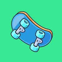 Vector gratuito icono vectorial de dibujos animados flotante de patineta ilustración icono de objeto deportivo vector plano aislado