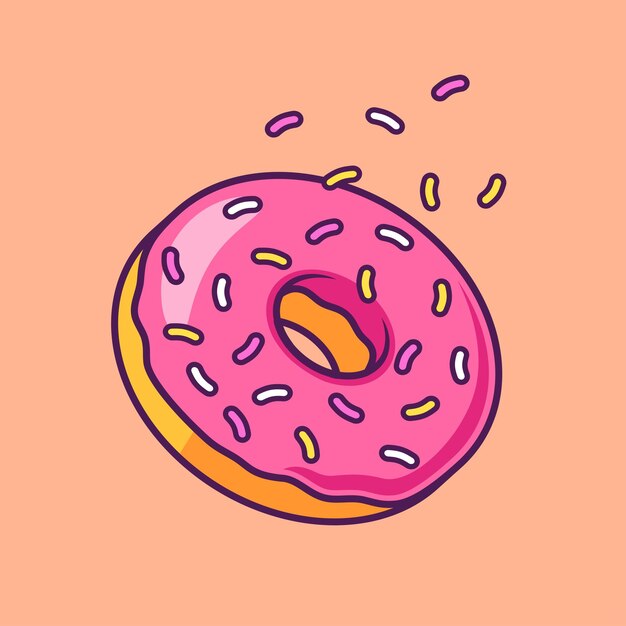 Icono vectorial de dibujos animados flotante de rosquillas Ilustración Icono de objeto de alimentos Vector plano aislado