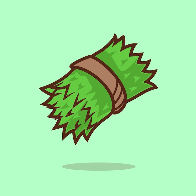 Icono vectorial de dibujos animados flotantes de hierba Ilustración Icono de objeto de la naturaleza Vector plano aislado