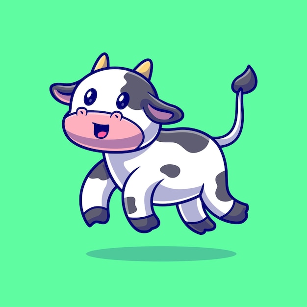 Vector gratuito icono vectorial de dibujos animados flotantes de vacas lindas ilustración icono de naturaleza animal icono plano aislado vector