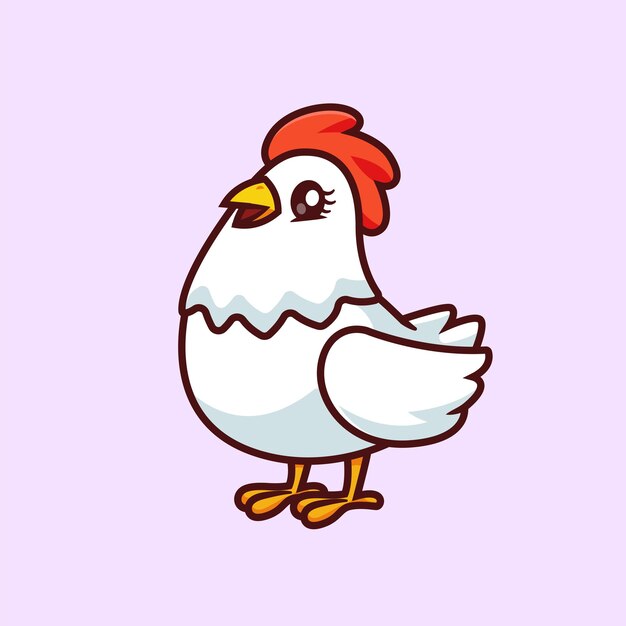 El icono vectorial de dibujos animados de gallina bonita de pie Ilustración del icono de la naturaleza animal Vector plano aislado
