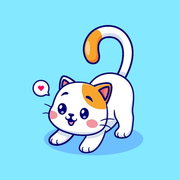 Icono vectorial de dibujos animados de gato lindo Ilustración Icono de naturaleza animal Vector plano aislado