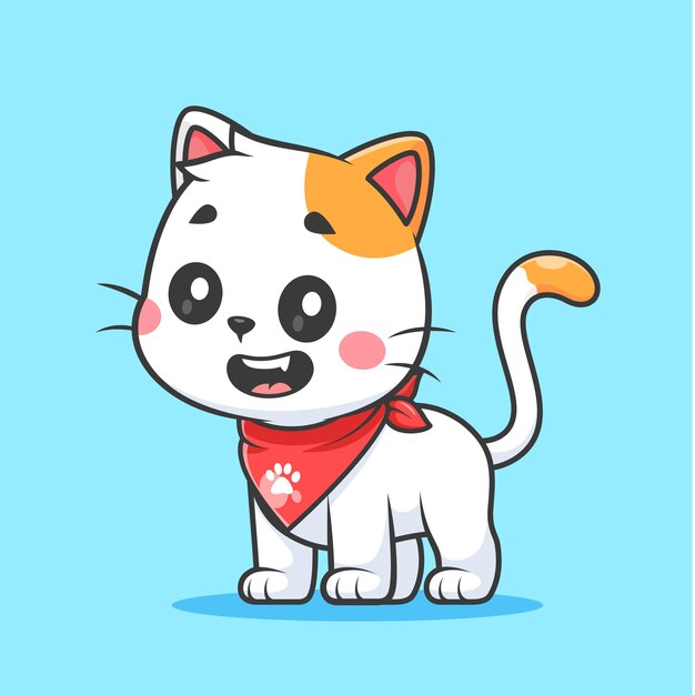Icono vectorial de dibujos animados de gato lindo Ilustración Icono de naturaleza animal Vector plano aislado