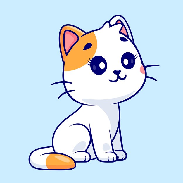 Icono vectorial de dibujos animados de gatos lindos sentados Ilustración de animales Icono de naturaleza Icono plano aislado Vector
