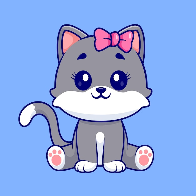 Icono vectorial de dibujos animados de gatos lindos sentados Ilustración de animales Icono de naturaleza Icono plano aislado Vector