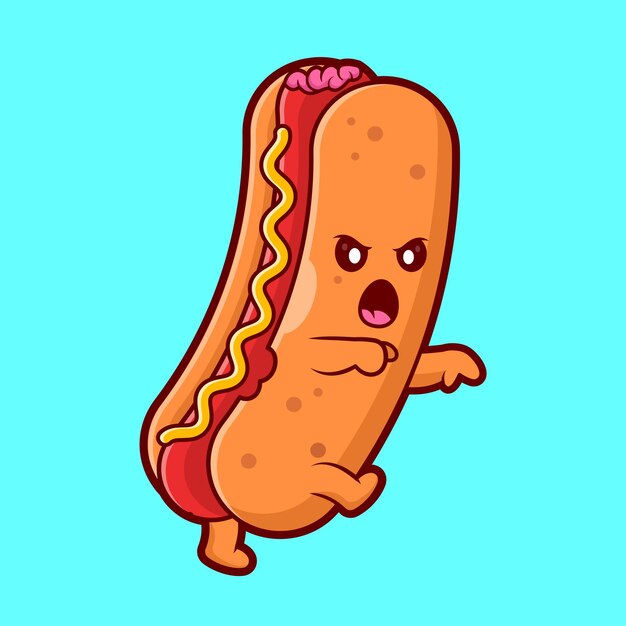 Icono vectorial de dibujos animados de hotdogs zombies Ilustración de alimentos Icono de vacaciones Vector plano aislado
