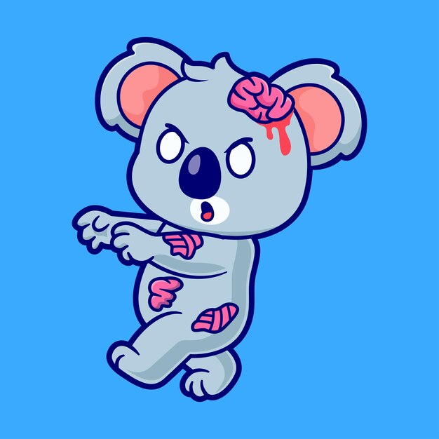 Icono vectorial de dibujos animados de Koala Zombie Ilustración de animales Icono de Halloween Vector plano aislado