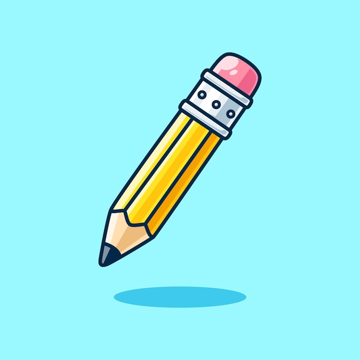 Vector gratuito icono vectorial de dibujos animados con lápiz ilustración educación icono de objeto vector plano aislado