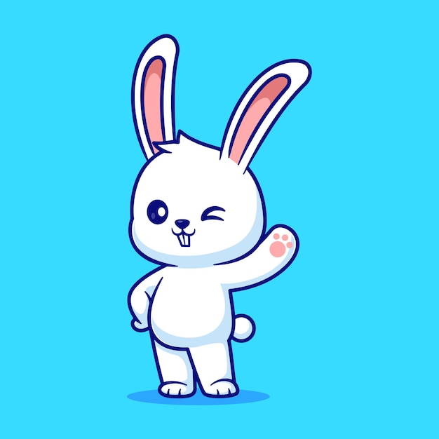 Icono vectorial de dibujos animados con la mano de un conejo lindo Ilustración Icono de la naturaleza animal Icono plano aislado Vector