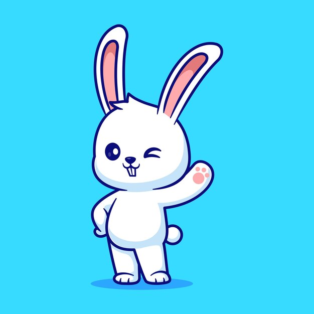 Icono vectorial de dibujos animados con la mano de un conejo lindo Ilustración Icono de la naturaleza animal Icono plano aislado Vector