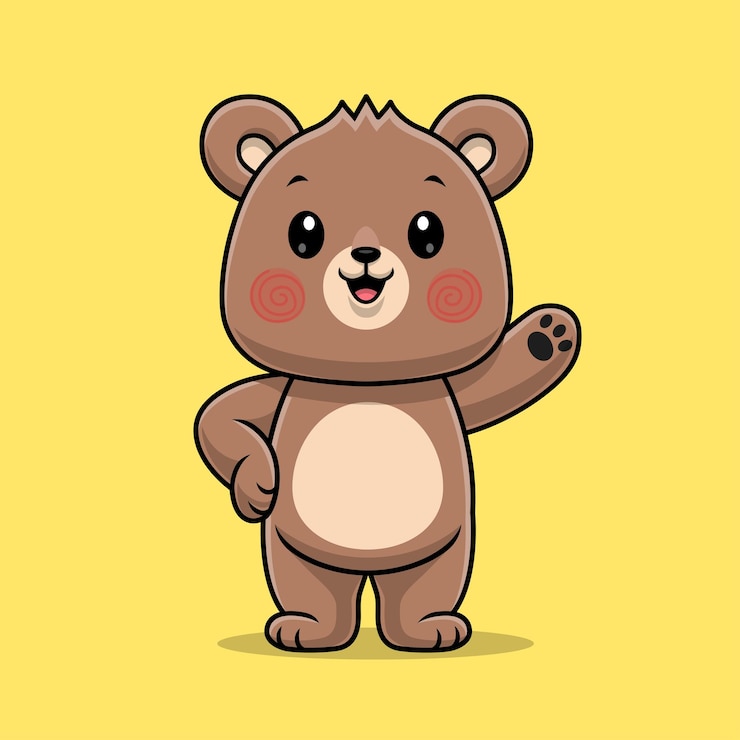 Vector gratuito icono vectorial de dibujos animados con la mano de oso lindo ilustración icono de naturaleza animal vector plano aislado