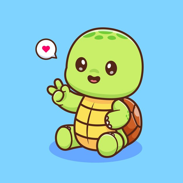 El icono vectorial de dibujos animados de la mano de la tortuga de la paz Ilustración del icono de la naturaleza animal Vector plano aislado