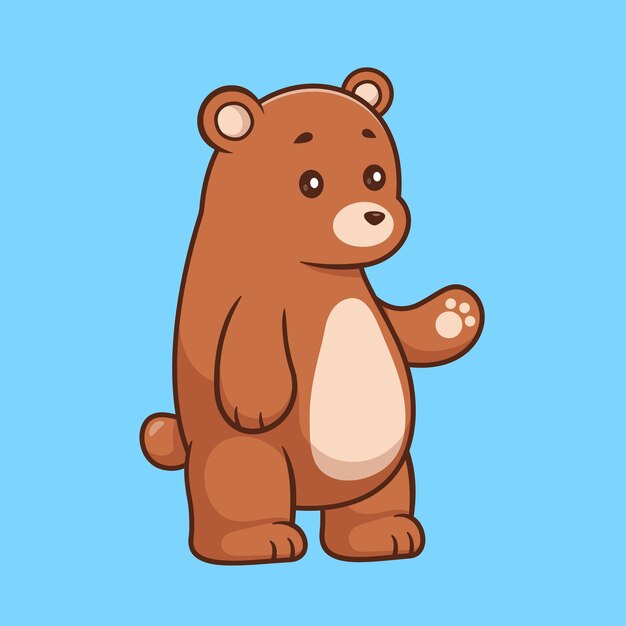 Icono vectorial de dibujos animados de oso lindo de pie Ilustración Icono de naturaleza animal Vector plano aislado