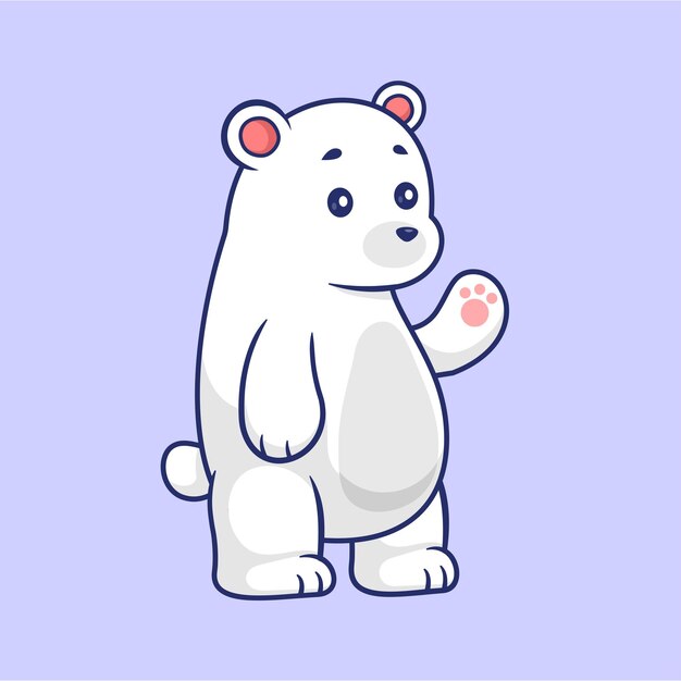 El icono vectorial de dibujos animados del oso polar está de pie Ilustración del icono de la naturaleza animal Vector plano aislado