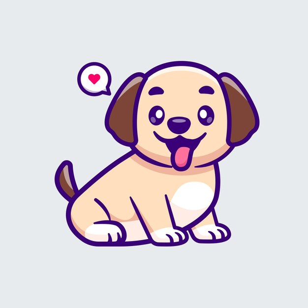 Icono vectorial de dibujos animados de perros lindos sentados Ilustración Icono de naturaleza animal Vector plano aislado