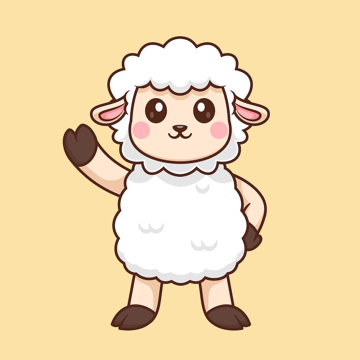 Vector gratuito icono vectorial de dibujos animados de pie de ovejas lindas ilustración de animales icono de naturaleza icono plano aislado vector