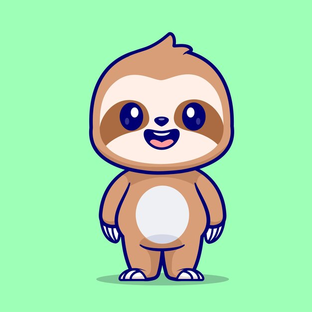 El icono vectorial de dibujos animados de pie del perezoso lindo Ilustración del icono de la naturaleza animal Vector plano aislado
