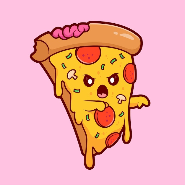 Icono vectorial de dibujos animados de Pizza Zombie Ilustración de comida Icono de vacaciones Vector plano aislado