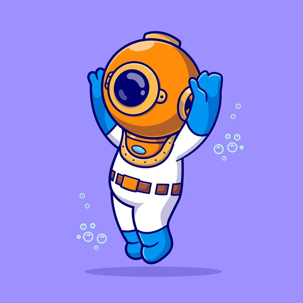 El icono vectorial de dibujos animados de salto de buzo lindo Ilustración Ciencia Icono de la naturaleza Vector plano aislado