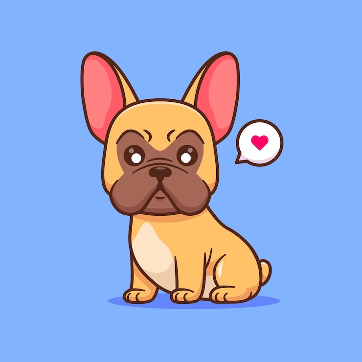 Vector gratuito icono vectorial de dibujos animados sentado del bulldog francés lindo ilustración de la naturaleza animal icono aislado plano