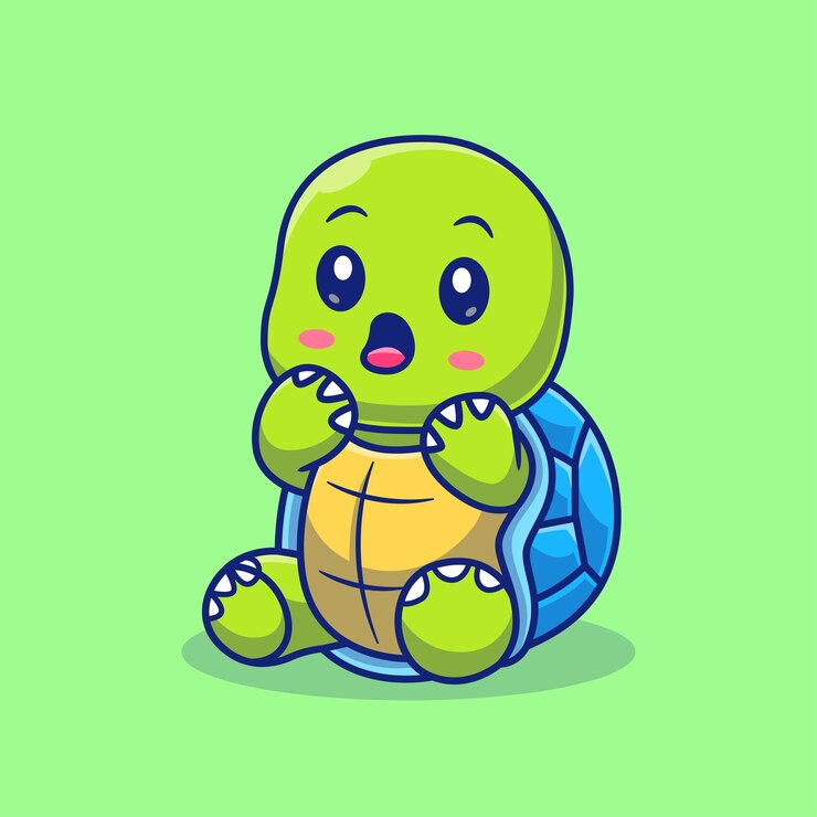 Vector gratuito el icono vectorial de dibujos animados de la tortuga encantadora con choque ilustración del icono de la naturaleza animal vector plano aislado