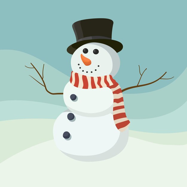 El icono vectorial del muñeco de nieve es plano El icono de la cara del muñeque de nieve sonríe aislado