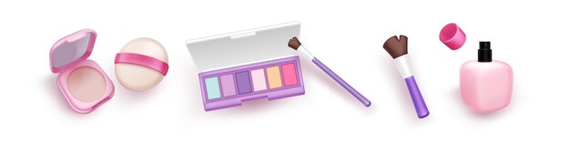 Icono vectorial de productos de belleza y maquillaje cosmético 3D