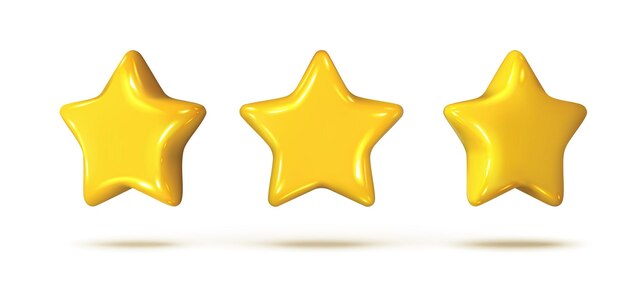 icono vectorial realista estilo de dibujos animados amarillo estrella brillante en vista delantera y lateral aislado