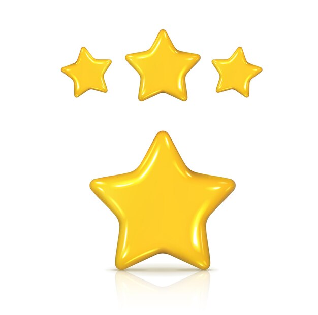 icono vectorial realista estrella de forma brillante amarilla en el estilo de dibujos animados lindo