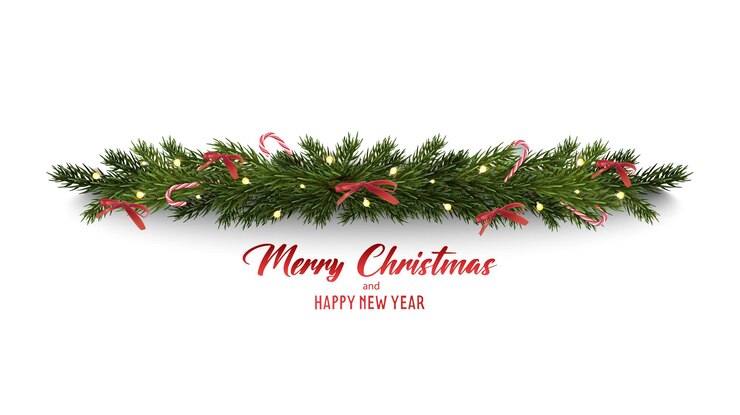 Vector gratuito icono vectorial realista ilustración pancarta celebración de navidad borde de abeto con luces y
