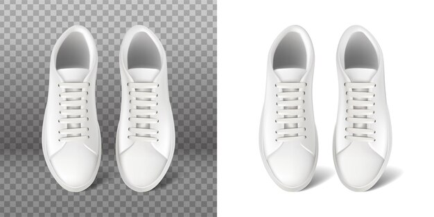 Vector gratuito icono vectorial realista zapatillas deportivas blancas con encaje calzado deportivo aislado en blanco y transparente