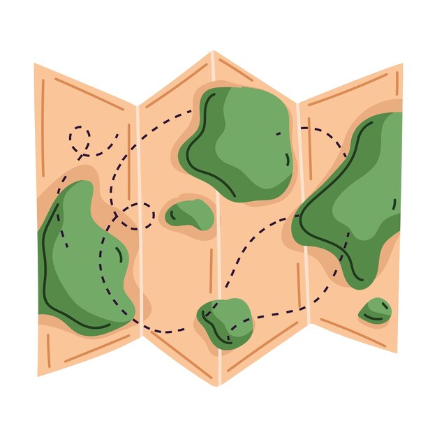 icono de viaje del mapa plegado aislado