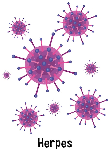 Icono del virus del herpes con texto