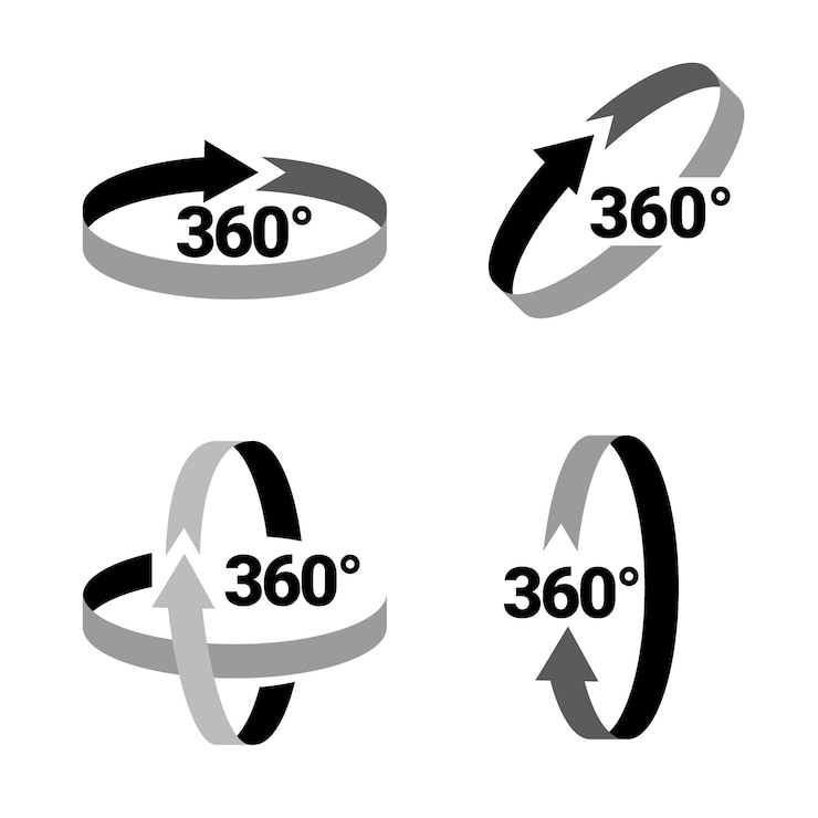 Vector gratuito iconos de 360 grados de diseño plano