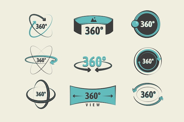 Iconos de 360 grados de diseño plano