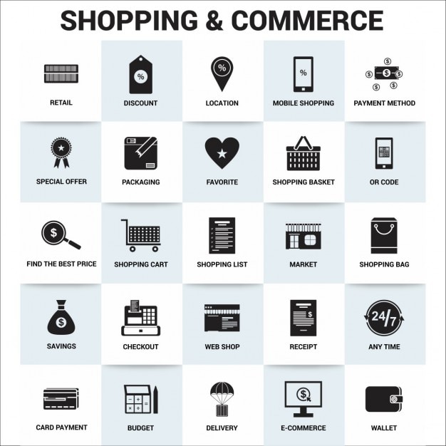 Iconos acerca de compras y comercio  