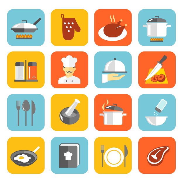 Iconos de los alimentos de colores