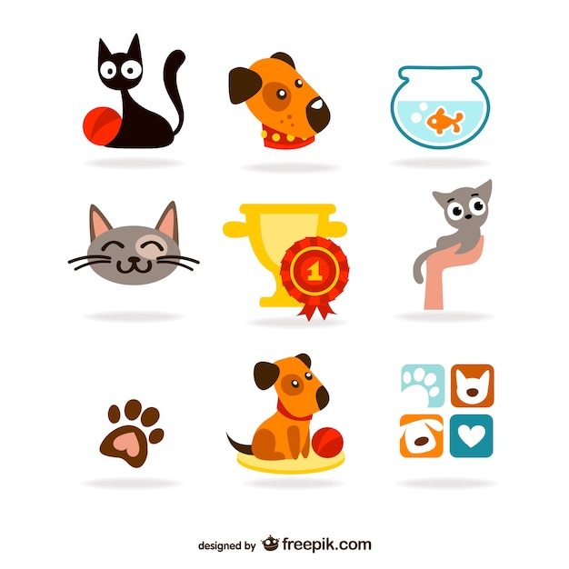 Vector gratuito iconos de animales domésticos