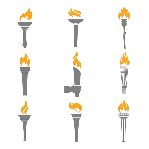 Iconos de la antorcha de fuego