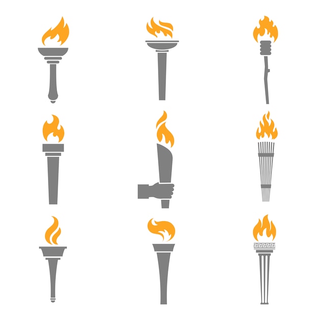 Iconos de la antorcha de fuego