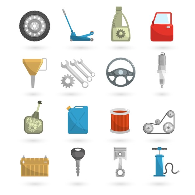 Iconos de auto servicio plana