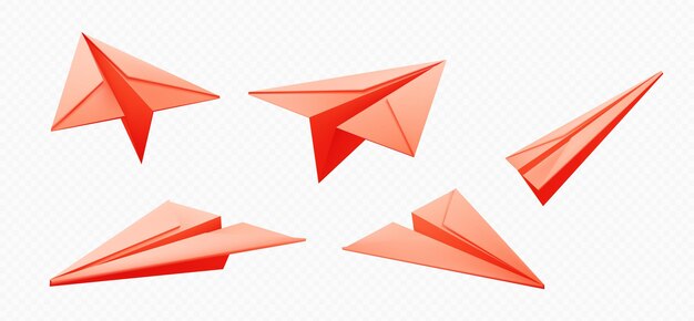 Iconos de avión de papel volando en origami 3d de aire