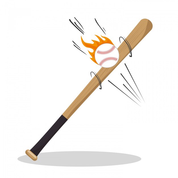 iconos de béisbol de dibujos animados bat ball flame