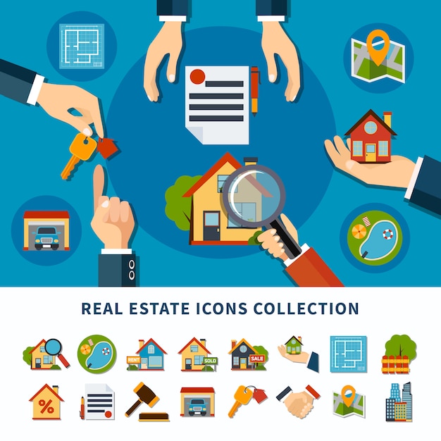 Vector gratuito iconos de bienes raices