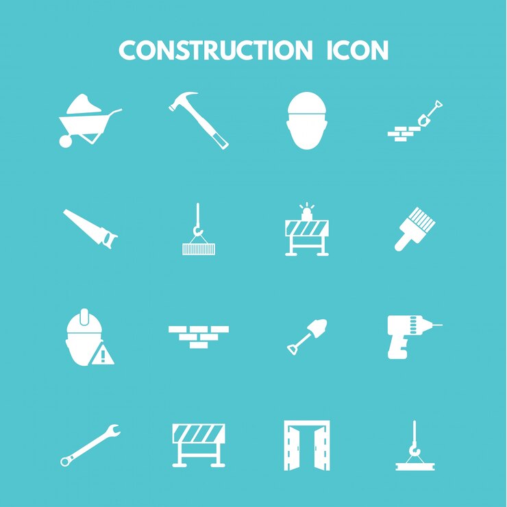Vector gratuito iconos blancos de construcción