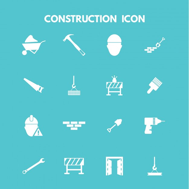 Iconos blancos de construcción